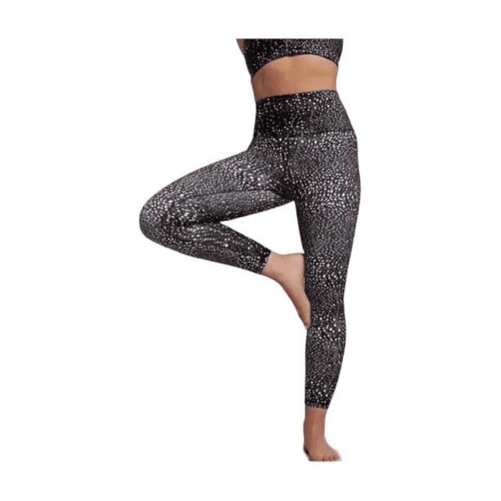 CALIA Womens High Rise Speckled Print Leggings‎ Black White Medium